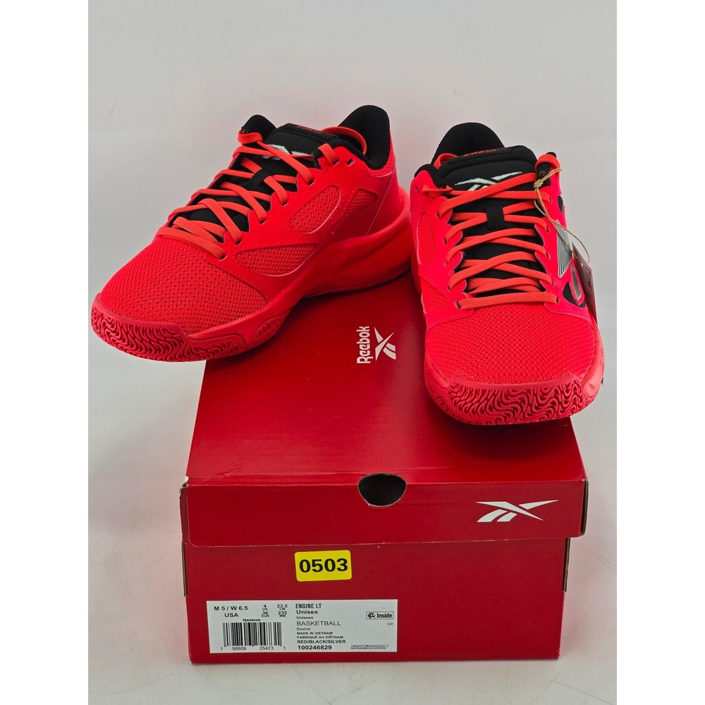 Reebok Engine LT Basketball Shoes Mens 5 Womens 6.5 Red Black Silver - New